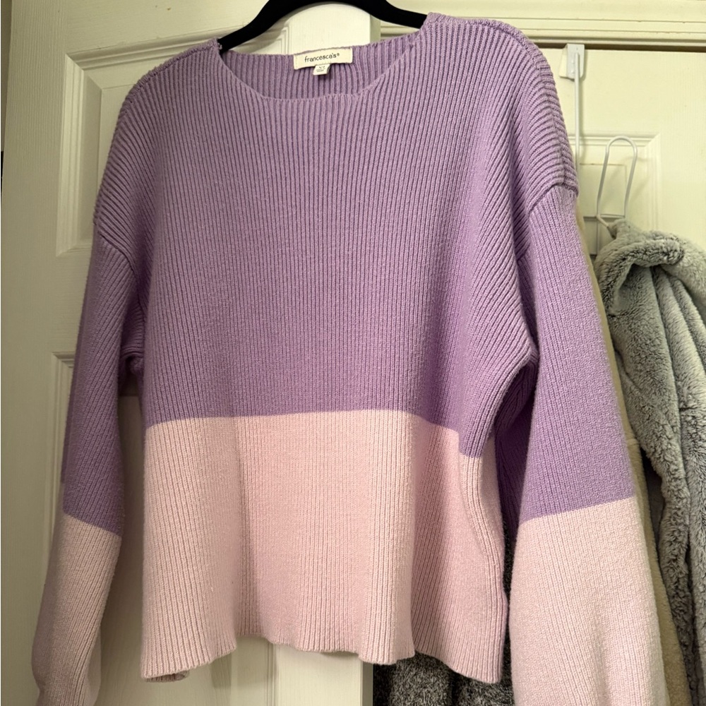 Francesca’s Lavender and Pink Sweater! So soft!